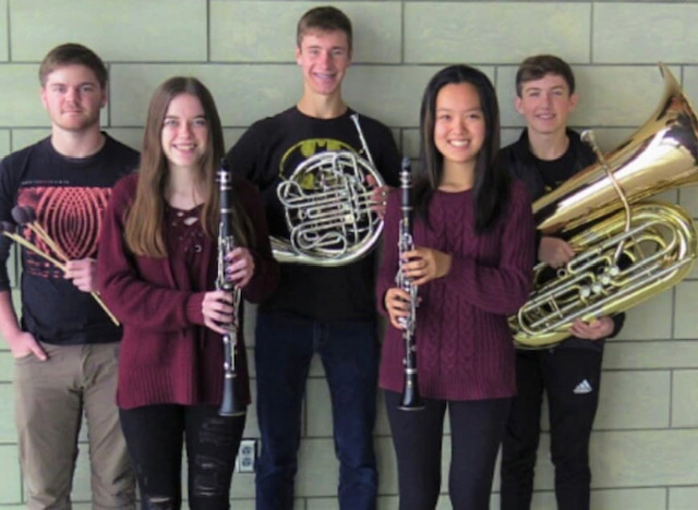 All-State Band qualifiers, Jacob Morgan, 12, Megan Uden, 12, Spencer Knight, 11, Jennifer Ho, 10, Tyson Baker, 10.