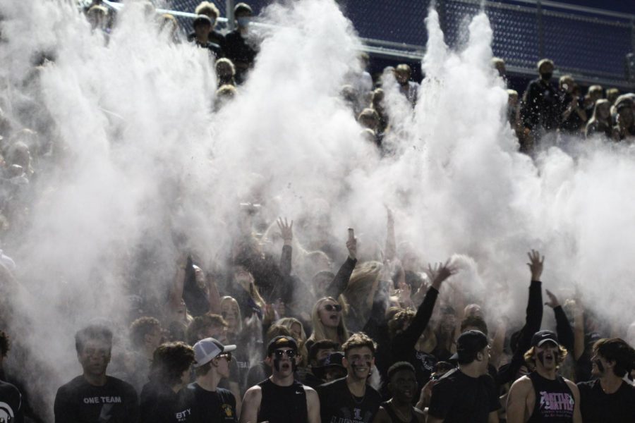 The Bolts student section at the blackout football game this fall. 