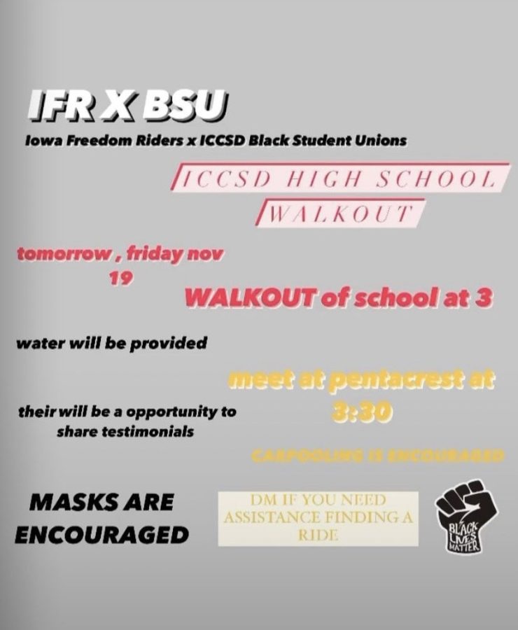Information about the protest posted on the @icwestbsu Instagram account