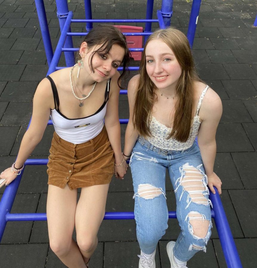 Jordyn (left) and Jody (right) posing for a photo at a local playground over the summer.