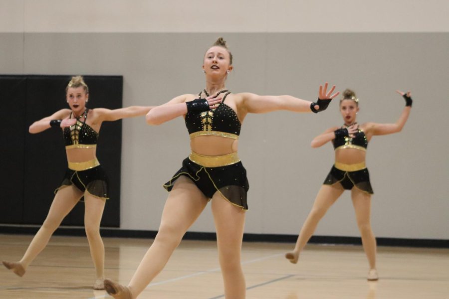 The Liberty dance team performing their state routine at their state preview.