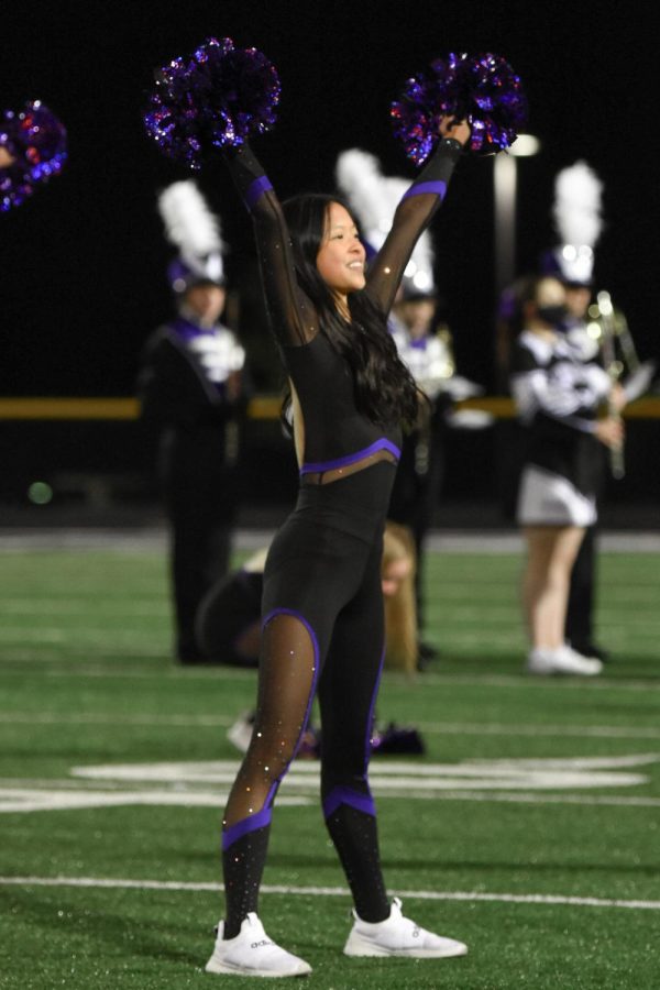 Sarah Smith, 11, performing during halftime at the Liberty High School football game.