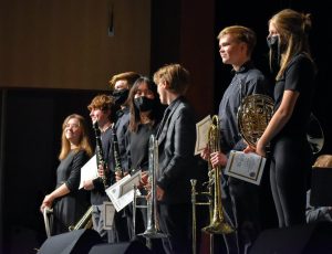 Members of Libertys Band performing at the winter showcase that took place in December.