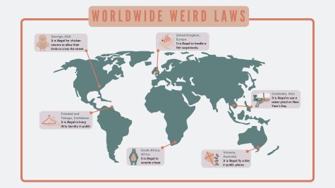 An infographic showing weird laws from different continents.