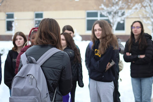 Liberty students walk out of fifth period classes in protest of school shootings.