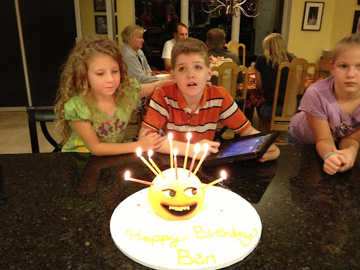 My brother, Ben, would hyper fixate on certain things while growing up, the Annoying Orange was one of them, so we surprised him with this cake one year.