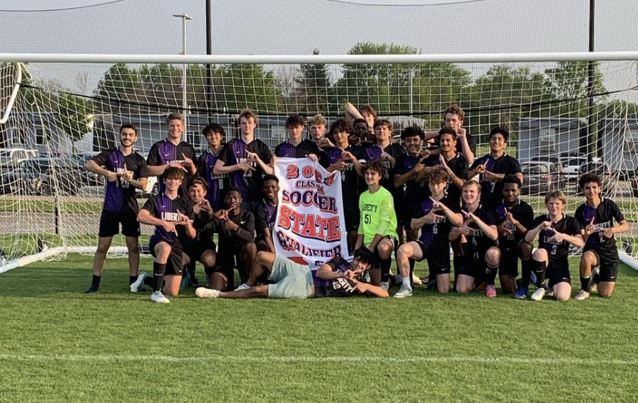 The+boys+soccer+team+is+excited+to+compete+this+season+after+winning+state+in+2023.+%28photo+given+with+permission+from+Liberty+Bolts+Instagram%29