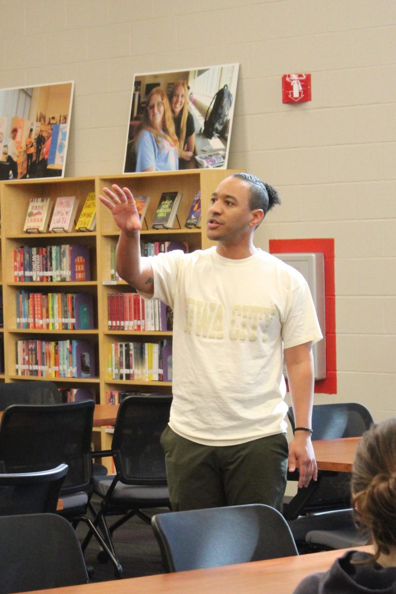 During Liberty Time on Friday, Feb. 28, Rainey performed three poems to a group of students and staff.