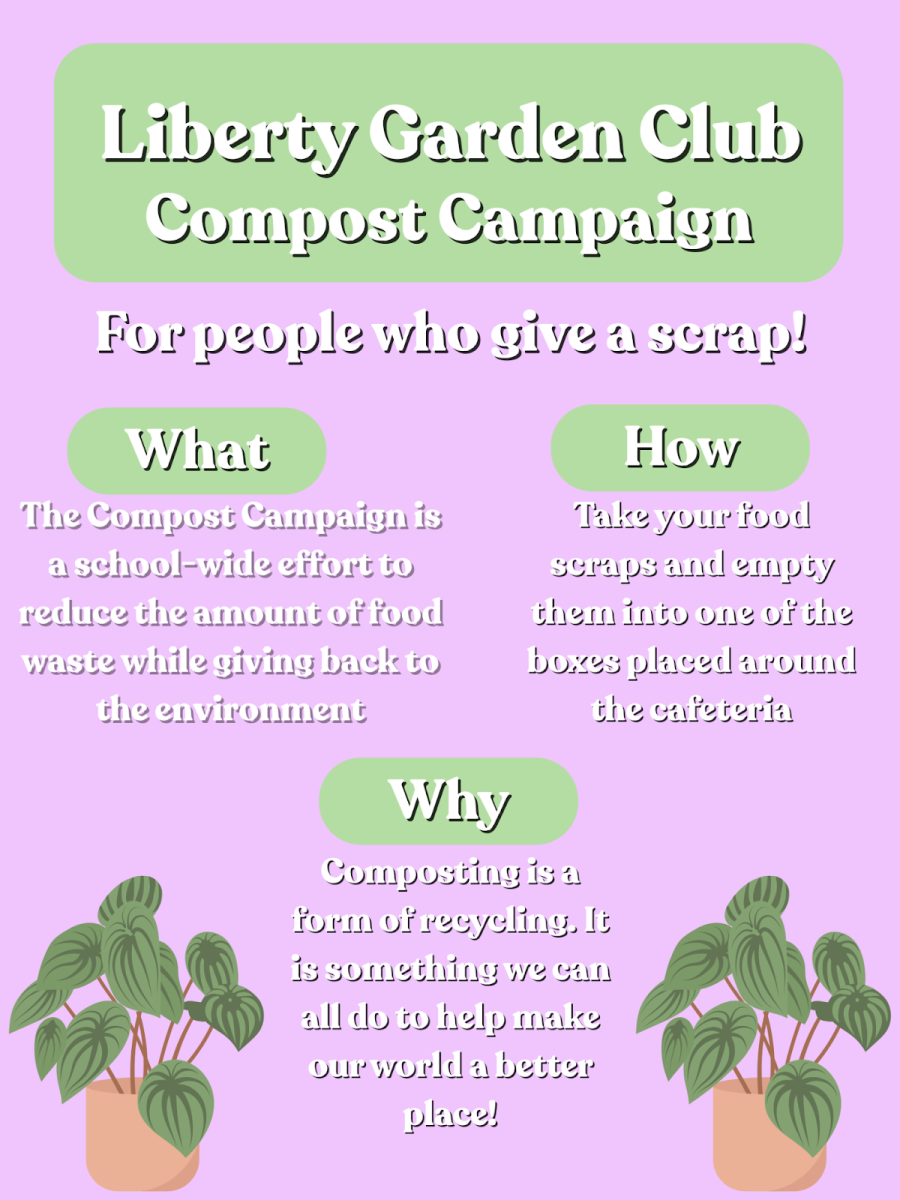 Flyers informing students about the compost campaign are hung up around Liberty’s hallways.