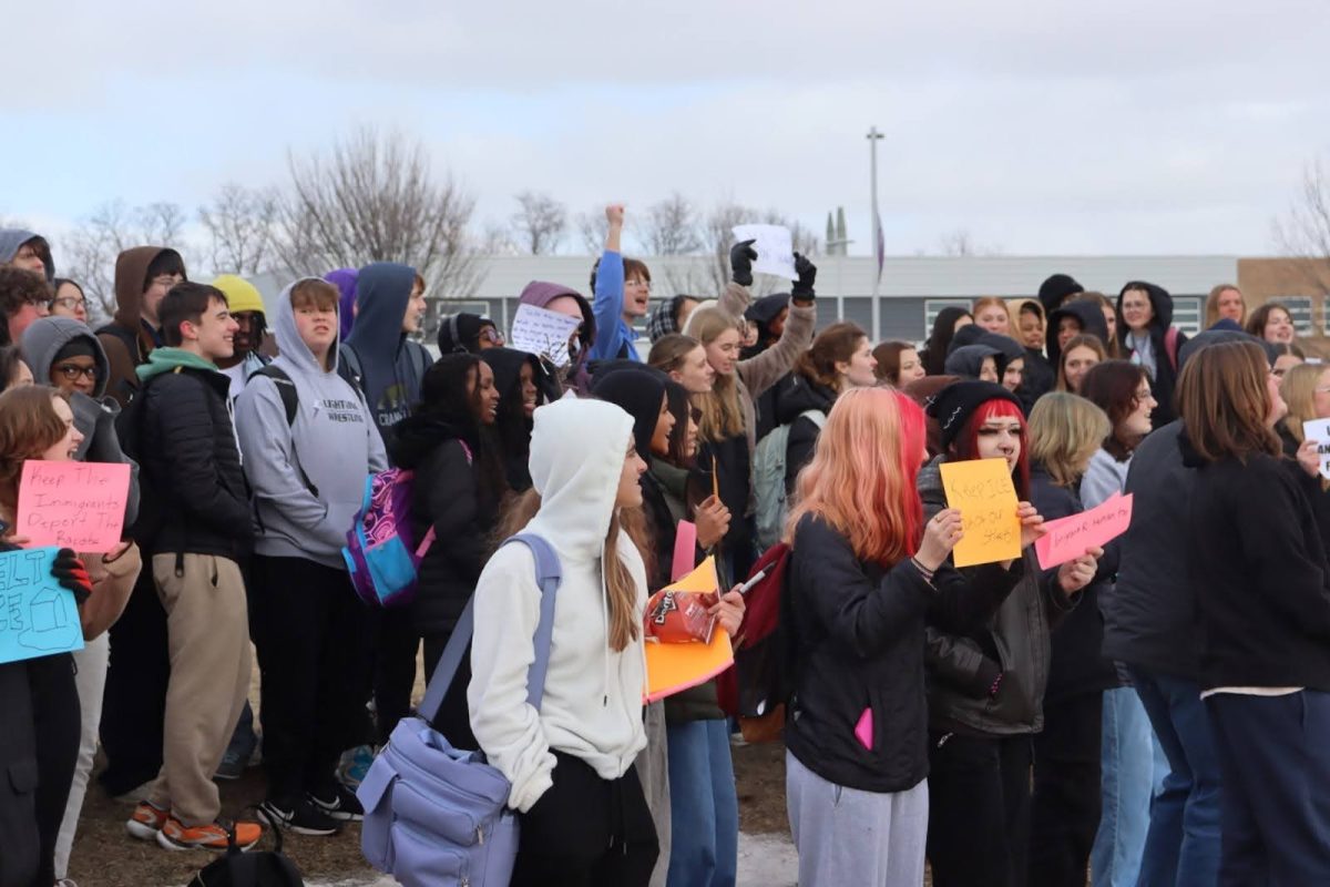 Approximately 100 students participated in Liberty High School’s walkout on Friday, Jan. 31, 2026. 
